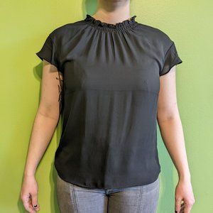 Express Black Ruffle Neck Blouse